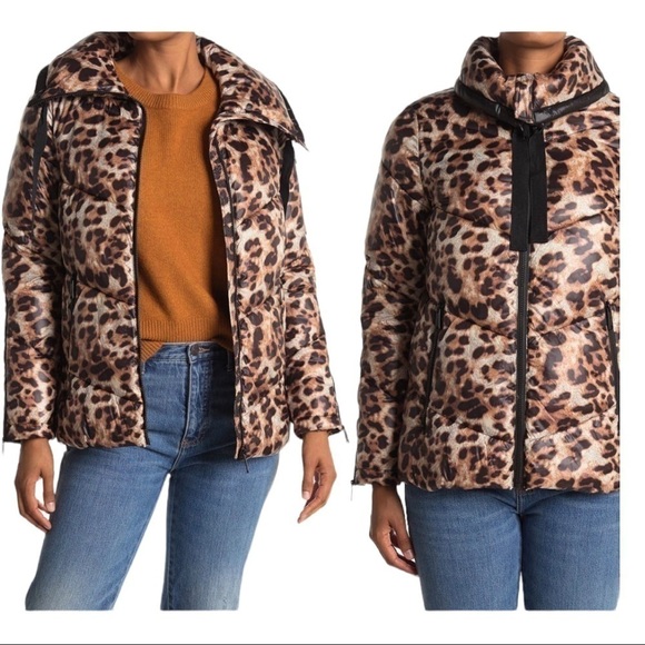 NWT! Sam Edelman Leopard Print Puffer Jacket. Size Small. - Picture 8 of 8